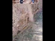 Preview 2 of Petite hiking fully naked through Public Waterfall Trail (Full Version)