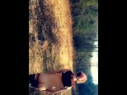 Preview 5 of Petite hiking fully naked through Public Waterfall Trail (Full Version)