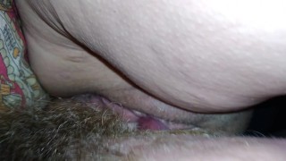 Going down on some beautiful slightly hairy pussy