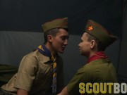 Preview 2 of ScoutBoys Austin fucked bareback by twink Jack Andram in tent