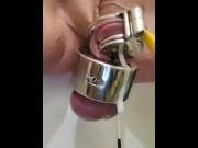 Preview 6 of Intense cbt estim orgasm in tiny chastity cage