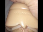 Preview 4 of Horny Scott fucks latex vagina and cums inside