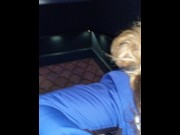 Preview 3 of Public Movie Theater Blowjob + Cumshot OMG - Heather Kane
