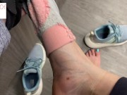 Preview 2 of after gym tired feet removing shoes and socks - glimpseofme