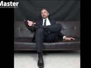 Preview 1 of Suited DILF in patent leather shoes and black socks humiliates you for your your small penis PREVIEW
