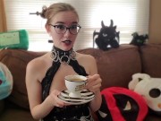 Preview 1 of Goth Girl JoI while sipping a cup of tea and smoking - IzzyHellbourne