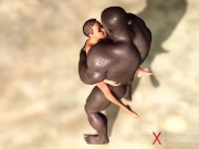 Preview 4 of Hot sex on the beach! Big black man bangs a horny ebony on the savage island