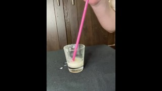 Using Wife’s Jeffree Star Straw to play with my cum, if she knew she’d go crazy!!