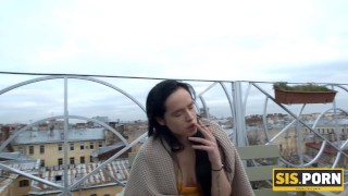  Whore with cigarette rocks out with virgin stepbro