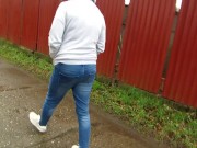 Preview 3 of Risky pissing my jeans outside !!!