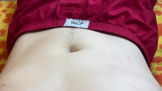 Student Plays With His Navel And Fat Stomach
