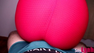 Hot Lap dance in Tight red Yoga pants ends with Cumshot onto Ass