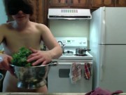 Preview 6 of I Cut Up a DICK and Serve It for Dinner! (j/k, it's an Eggplant) Naked in the Kitchen Episode 23