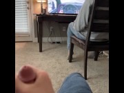 Preview 1 of Jerking Off through my jeans and Cumming In Front of My Stepbrother