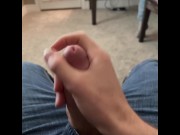 Preview 5 of Jerking Off through my jeans and Cumming In Front of My Stepbrother