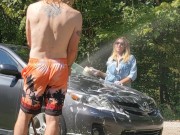 Preview 5 of XXX Wet Nympho Offers Stranger Car Wash, Gets Downright Filthy - Sterling Silver & Memphos