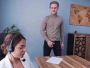 Preview 1 of Call Center Operator Maryana Rose fucks her colleague during a phone call