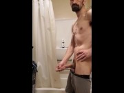 Preview 5 of Bathroom cock play ends  with lots of cum!