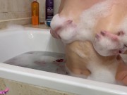 Preview 2 of Girl Takes a Bath and Fondles Her Pussy to Intense Orgasm