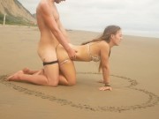 Preview 6 of Hot teen girlfriend surprises her boyfriend with her wet pussy on a public beach! - TravellingLovers