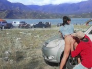 Preview 4 of I film my girlfriend giving a blowjob to my best friend at the lake party