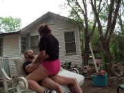 Preview 2 of Riding my big dick outside till i cum inside her