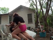 Preview 4 of Riding my big dick outside till i cum inside her