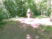 Preview 1 of Milf in wedges walking bare ass in the forest