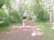 Preview 2 of Milf in wedges walking bare ass in the forest