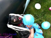 Preview 5 of Miss Maskerade Rubber Doll Playing And Pop Balloon - Looner Fetish In Full Latex 02