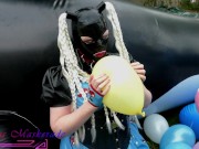 Preview 2 of Miss Maskerade Rubber Doll Playing And Pop Balloon - Looner Fetish In Full Latex 03