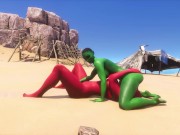 Preview 1 of Green Alien Futanari Fucks Red Alien Woman