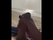 Preview 2 of A slutty French vacationer make me cum on the beach