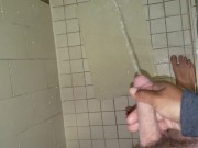 Preview 4 of Penis Envy.  Shooting his piss all over in the hotel shower!  Holding his dick while he pees.