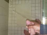 Preview 5 of Penis Envy.  Shooting his piss all over in the hotel shower!  Holding his dick while he pees.