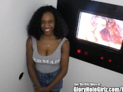 Preview 1 of Beautiful Black Chick Teen Swallow n Creampie in Glory Hole