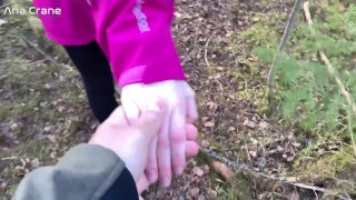 Outdoor forest Blowjob | Gagging on Cock, Facial Cumshot, we were Caught*o*