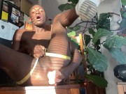 Preview 2 of 19yr black Twink uses  dildo & jerks off