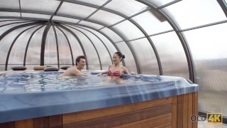 OLD4K Old guy makes love with his slender girlfriend in the jacuzzi