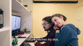 FamilyStrokes - Horny Slut Seduces Hot Stud By Bending Down Showing Her Bubble Butt And Pussy Slit