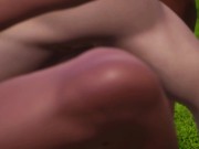 Preview 1 of Footjob / Jerk off a cock to a millionaire with her feet on wild rocks [3D Hentai]