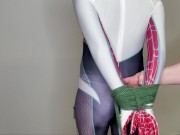 Preview 2 of Spider Gwen's Bondage Escape Practice #1 - first try at a bondage escape cosplay