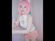 Preview 4 of Cat Girl Pink Hair Dance MMD Anime Girl Cosplay