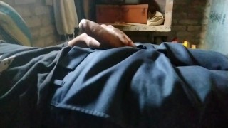 Desi indian big cock handjob on bed