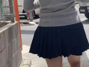 Preview 2 of 制服でパンチラ散歩。 short walk in school uniform at Japan.