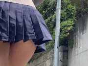 Preview 3 of 制服でパンチラ散歩。 short walk in school uniform at Japan.