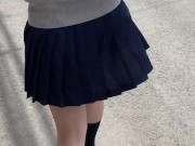 Preview 6 of 制服でパンチラ散歩。 short walk in school uniform at Japan.