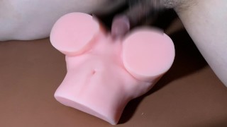 Normal position masturbation using a masturbator Ejaculating quickly because the inside is too small