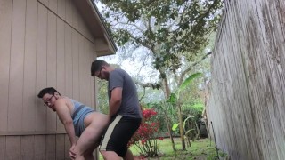 Risky Fuck Behind the Shed in the Backyard!