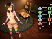 Preview 5 of Our appartment [Hentai SFM game] Ep.2 Rainbow party girl enjoy a huge dildo and have an intense orga